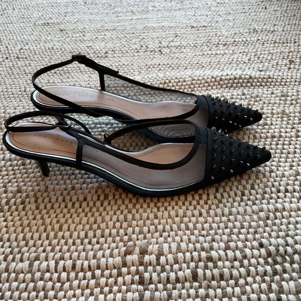 Zara mesh stud kitten heel size 8 / 39